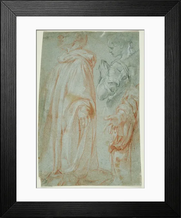 Framed Print : Three Studies for the Resurrected Christ Adored by a Female Saint and San Silvestro... 1607. Creator: Francesco Vanni Framed Print : Three Studies for the Resurrected Christ Adored by a Female Saint and San Silvestro... 1607. Creator: Francesco Vanni