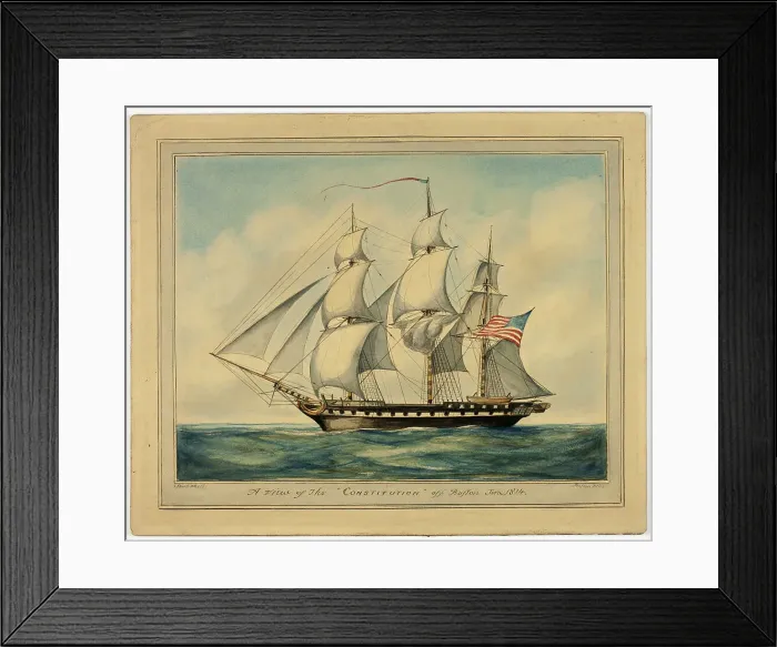 Framed Print : A View of the Constitution off Boston, 1814. Creator: Isiah Whyte Framed Print : A View of the Constitution off Boston, 1814. Creator: Isiah Whyte