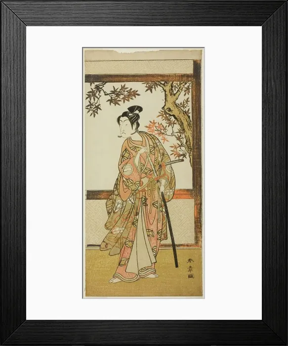 Framed Print : The Actor Ichikawa Monnosuke II as Shinokobe Shoji Yukihira in the Play Gohiiki Kanjincho... c1773. Creator: Shunsho Framed Print : The Actor Ichikawa Monnosuke II as Shinokobe Shoji Yukihira in the Play Gohiiki Kanjincho... c1773. Creator: Shunsho