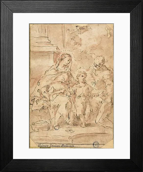 Framed Print : Holy Family, n.d. Creator: Gaspare Diziani Framed Print : Holy Family, n.d. Creator: Gaspare Diziani