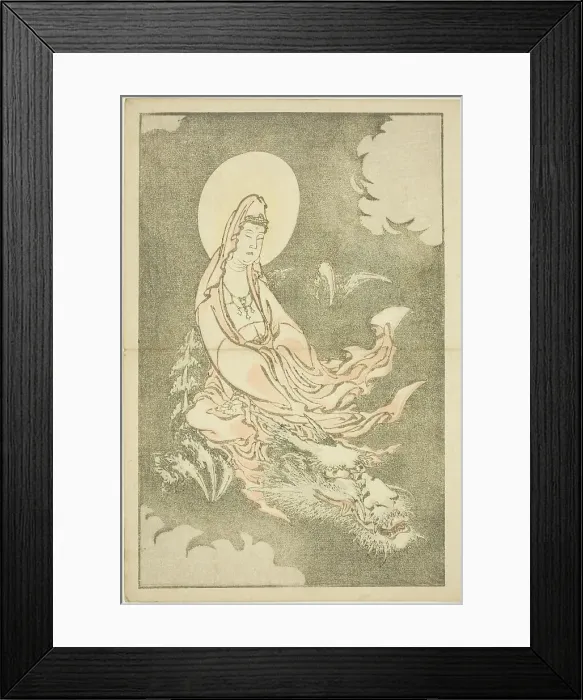 Framed Print : Goddess Riding a Dragon, from The Picture Book of Realistic Paintings of Hokusai... c. 1814. Creator: Hokusai Framed Print : Goddess Riding a Dragon, from The Picture Book of Realistic Paintings of Hokusai... c. 1814. Creator: Hokusai