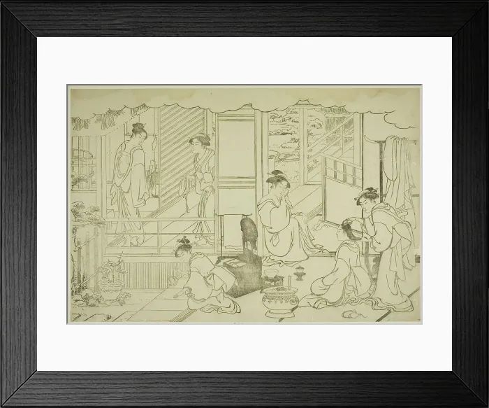 Framed Print : The First Bath of the New Year (Yudono hajime), from the illustrated book Colors of the... c.1787. Creator: Torii Kiyonaga. The First Bath of the New Year (Yudono hajime), from the illustrated book Colors of the... c.1787 Framed Print : The First Bath of the New Year (Yudono hajime), from the illustrated book Colors of the... c.1787. Creator: Torii Kiyonaga. The First Bath of the New Year (Yudono hajime), from the illustrated book Colors of the... c.1787