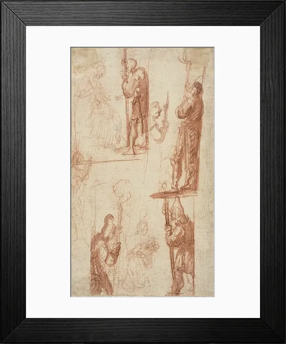 Framed Print : Sheet of Sketches: Beheading of a Saint (recto); Several Slight Figure Sketches (verso), 1605 / 44. Creators: Giovanni Bilivert, Jacques Callot Framed Print : Sheet of Sketches: Beheading of a Saint (recto); Several Slight Figure Sketches (verso), 1605 / 44. Creators: Giovanni Bilivert, Jacques Callot
