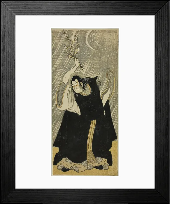 Framed Print : The Actor Nakamura Nakazo I as the thunder god, an incarnation of Kan Shojo, in the pla... c. 1780. Creator: Shunsho Framed Print : The Actor Nakamura Nakazo I as the thunder god, an incarnation of Kan Shojo, in the pla... c. 1780. Creator: Shunsho