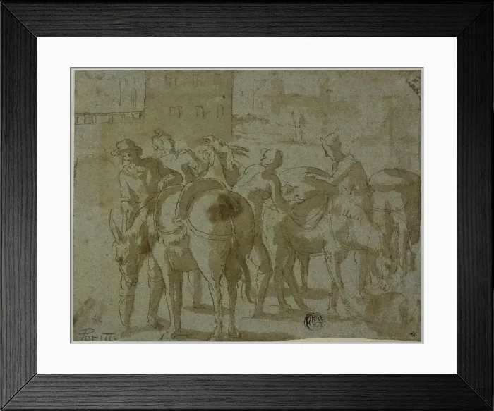 Framed Print : Muleteers and Mules, n.d. Creator: Giovanni Guerra Framed Print : Muleteers and Mules, n.d. Creator: Giovanni Guerra