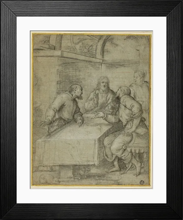 Framed Print : Study for the Supper at Emmaus, 1550 / 59. Creator: Giulio Campi Framed Print : Study for the Supper at Emmaus, 1550 / 59. Creator: Giulio Campi