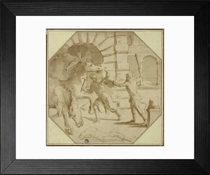 Framed Print : Hercules Felling King Diomedes, 1540 / 46. Creator: Giulio Romano