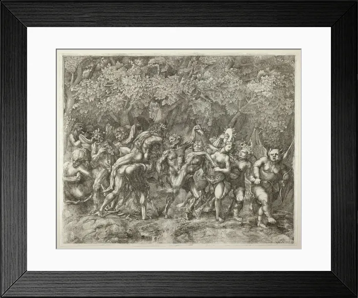 Framed Print : Bacchanal, c.1550. Creator: Giulio Sanuto Framed Print : Bacchanal, c.1550. Creator: Giulio Sanuto