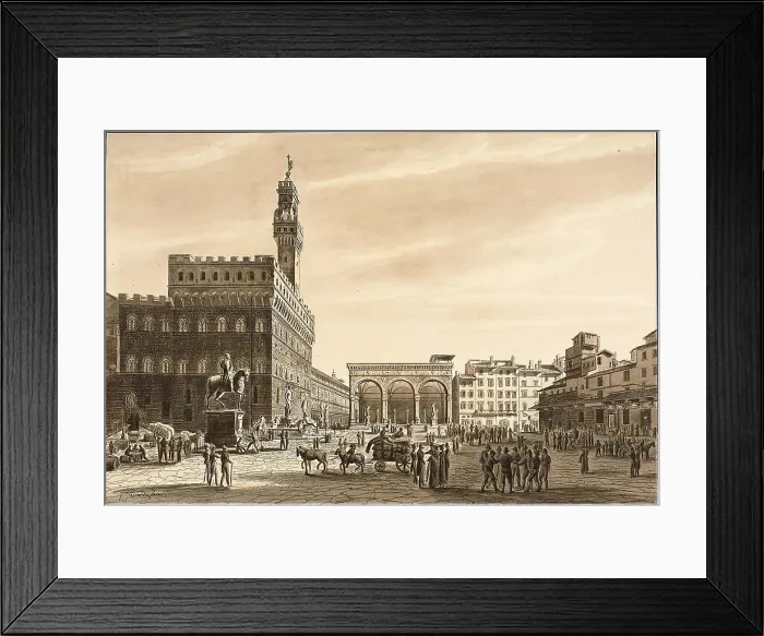 Framed Print : Piazza Signoria, n.d. Creator: Giuseppe Gherardi Framed Print : Piazza Signoria, n.d. Creator: Giuseppe Gherardi