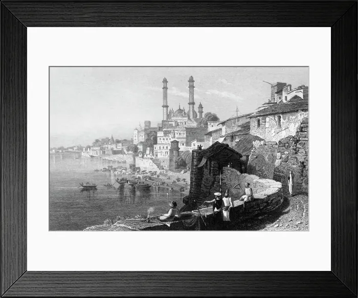 Framed Print : Aurungzebe's Mosque, at Benares, 1834. Creator: William Purser Framed Print : Aurungzebe's Mosque, at Benares, 1834. Creator: William Purser