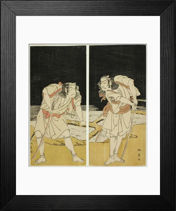 Framed Print : The Actors Nakamura Nakazo I as Omi no Kotoda (right), and Otani Hiroji III as Bamba no... c. 1774. Creator: Shunsho Framed Print : The Actors Nakamura Nakazo I as Omi no Kotoda (right), and Otani Hiroji III as Bamba no... c. 1774. Creator: Shunsho