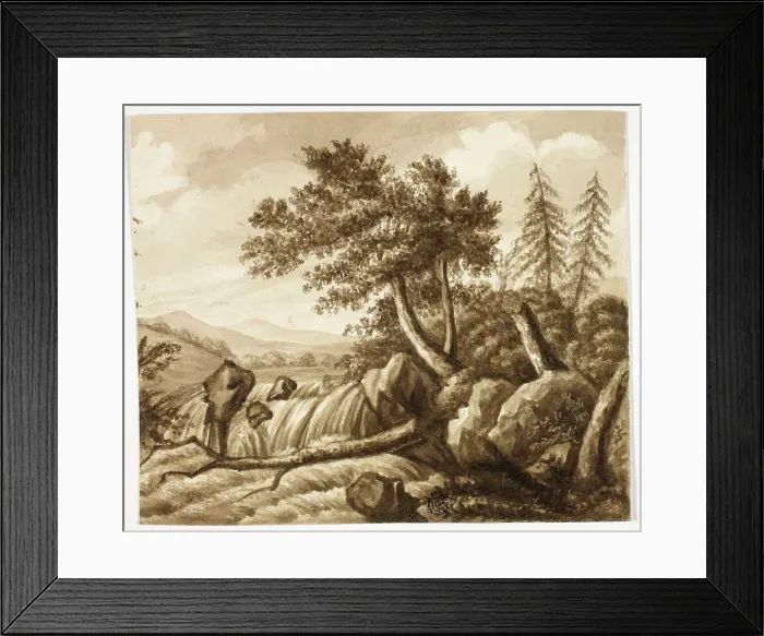 Framed Print : Waterfall in Rocky Landscape, n.d. Creator: Octavius Oakley Framed Print : Waterfall in Rocky Landscape, n.d. Creator: Octavius Oakley
