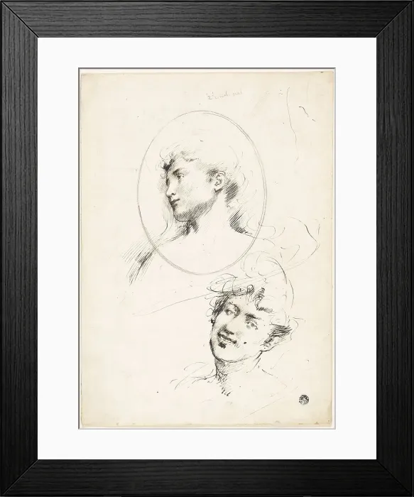 Framed Print : Two Female Heads, n.d. Creator: William Merritt Chase Framed Print : Two Female Heads, n.d. Creator: William Merritt Chase