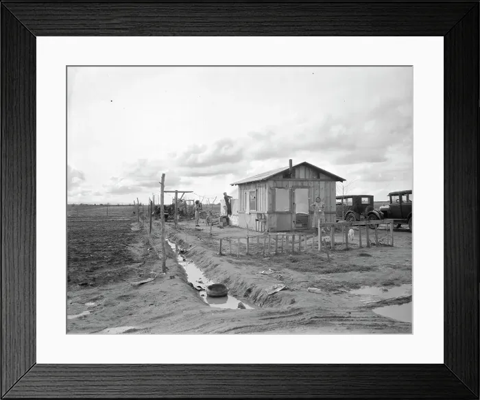 Framed Print : Home of a migrant worker's family, Kern County, California, 1936. Creator: Dorothea Lange Framed Print : Home of a migrant worker's family, Kern County, California, 1936. Creator: Dorothea Lange