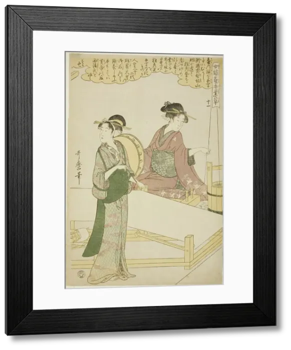 Framed Print : No. 11 (juichi), from the series Women Engaged in the Sericulture Industry (Joshoku... c1798 / 1800. Creator: Kitagawa Utamaro. No. 11 (juichi), from the series Women Engaged in the Sericulture Industry (Joshoku... c1798 / 1800) Framed Print : No. 11 (juichi), from the series Women Engaged in the Sericulture Industry (Joshoku... c1798 / 1800. Creator: Kitagawa Utamaro. No. 11 (juichi), from the series Women Engaged in the Sericulture Industry (Joshoku... c1798 / 1800)