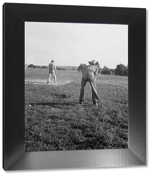 Farmers baseball game in the country... near Mountain Home, northern Arkansas, 1938. Creator: Dorothea Lange