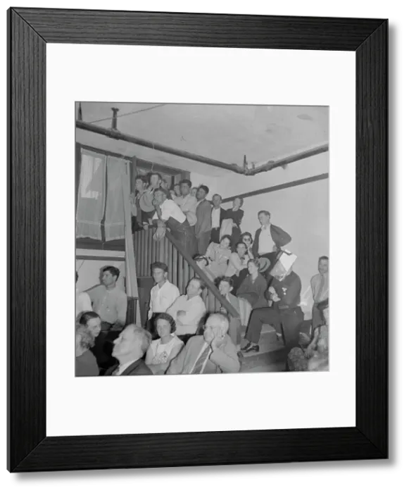 Framed Print : Listening to the speaker... Bakersfield, California, 1938. Creator: Dorothea Lange Framed Print : Listening to the speaker... Bakersfield, California, 1938. Creator: Dorothea Lange