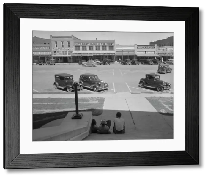 Framed Print : The town square of Memphis, Texas, 1937. Creator: Dorothea Lange Framed Print : The town square of Memphis, Texas, 1937. Creator: Dorothea Lange