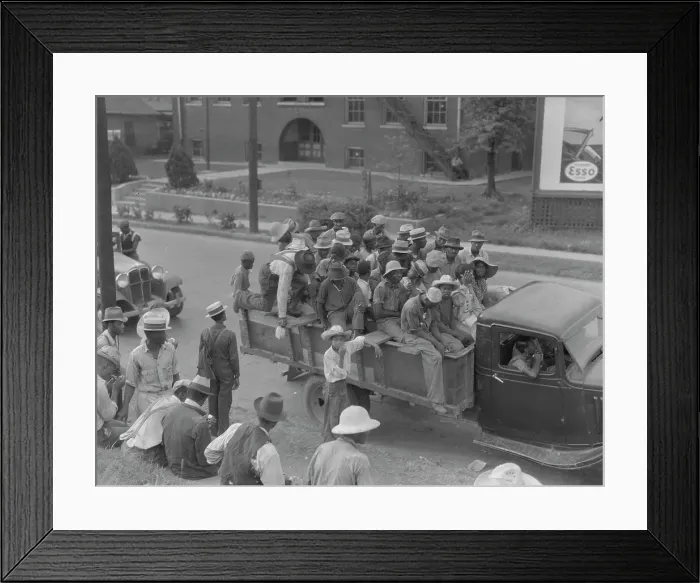 Framed Print : Cotton hoers are transported to the fields daily during the season, Memphis, Tennessee, 1937. Creator: Dorothea Lange Framed Print : Cotton hoers are transported to the fields daily during the season, Memphis, Tennessee, 1937. Creator: Dorothea Lange