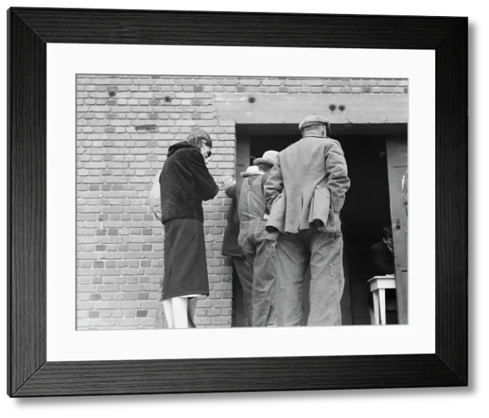 Framed Print : Destitute farm labor families come to FSA distributing depot... Kern County, California, 1938. Creator: Dorothea Lange Framed Print : Destitute farm labor families come to FSA distributing depot... Kern County, California, 1938. Creator: Dorothea Lange