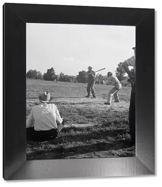 Farmers baseball game in the country, on U.S. 62, near Mountain Home, northern Arkansas, 1938. Creator: Dorothea Lange