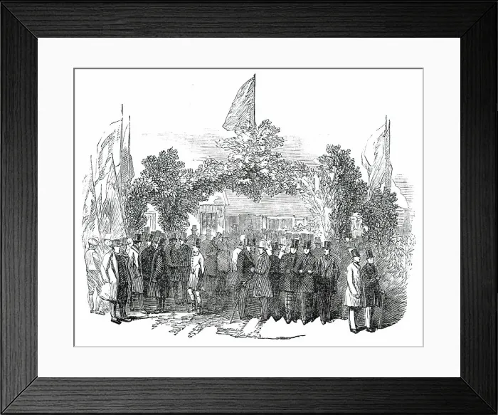 Framed Print : Opening of the Whitehaven and Furness Junction Railway - Arch at Broughton Station, 1850. Creator: Unknown Framed Print : Opening of the Whitehaven and Furness Junction Railway - Arch at Broughton Station, 1850. Creator: Unknown