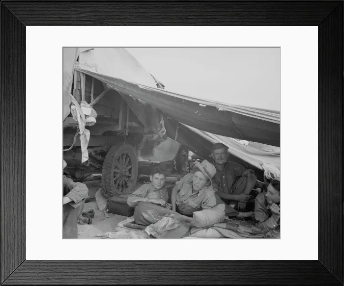 Framed Print : Oklahomans in potato pickers camp near Shafter, California, 1937. Creator: Dorothea Lange Framed Print : Oklahomans in potato pickers camp near Shafter, California, 1937. Creator: Dorothea Lange