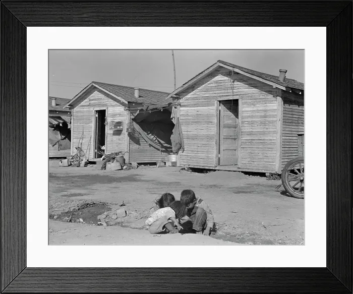 Framed Print : Company housing for cotton workers near Corcoran, California, 1936. Creator: Dorothea Lange Framed Print : Company housing for cotton workers near Corcoran, California, 1936. Creator: Dorothea Lange