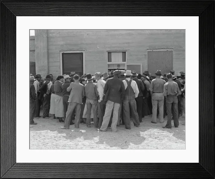 Framed Print : Waiting for relief checks, Calipatria, California, 1937. Creator: Dorothea Lange Framed Print : Waiting for relief checks, Calipatria, California, 1937. Creator: Dorothea Lange