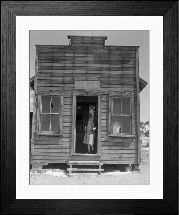Framed Print : Post office and postmistress, view number two, Widtsoe, Utah, 1936. Creator: Dorothea Lange Framed Print : Post office and postmistress, view number two, Widtsoe, Utah, 1936. Creator: Dorothea Lange