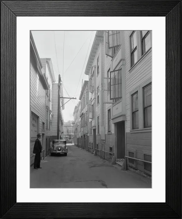 Framed Print : Card Alley, North Bean [i.e. Beach] District (Italians), San Francisco, California, 1936. Creator: Dorothea Lange