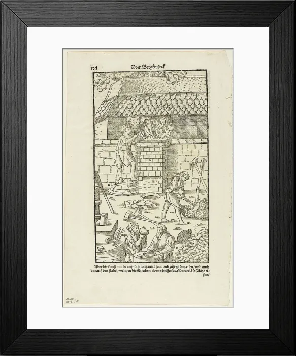 Framed Print : Page CCCL from Vom Bergwerck XII Bücher by Agricola, plate 43 from Woodcuts...1937. Creators: Hans Rudolf Manuel Deutsch, Max Geisberg, Georgius Agricola Framed Print : Page CCCL from Vom Bergwerck XII Bücher by Agricola, plate 43 from Woodcuts...1937. Creators: Hans Rudolf Manuel Deutsch, Max Geisberg, Georgius Agricola