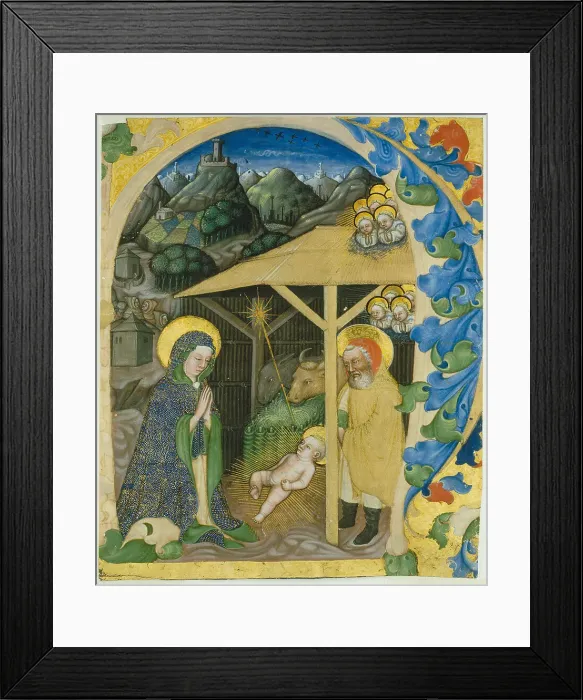 Framed Print : Nativity in an Initial H, 1430 / 40. Creator: Giovanni di Francia Framed Print : Nativity in an Initial H, 1430 / 40. Creator: Giovanni di Francia