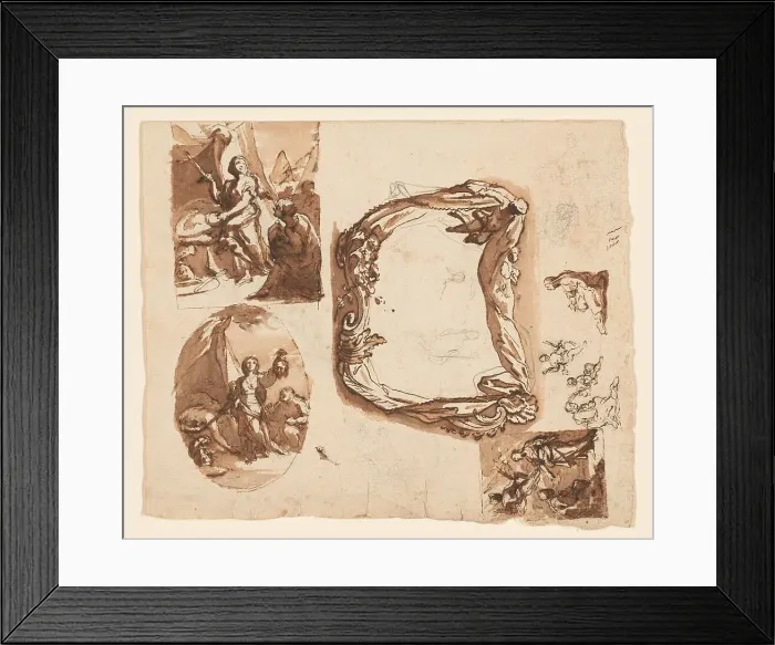Framed Print : Judith and Holofernes and Other Studies (recto); Diana and Endymion (verso), c.1718. Creator: Giuseppe Nicola Nasini Framed Print : Judith and Holofernes and Other Studies (recto); Diana and Endymion (verso), c.1718. Creator: Giuseppe Nicola Nasini