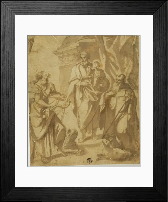 Framed Print : Saint Joseph and Christ Child, with Saints Mark and Anthony, n.d. Creator: School of Guido Reni Italian, 1575-1642 Framed Print : Saint Joseph and Christ Child, with Saints Mark and Anthony, n.d. Creator: School of Guido Reni Italian, 1575-1642