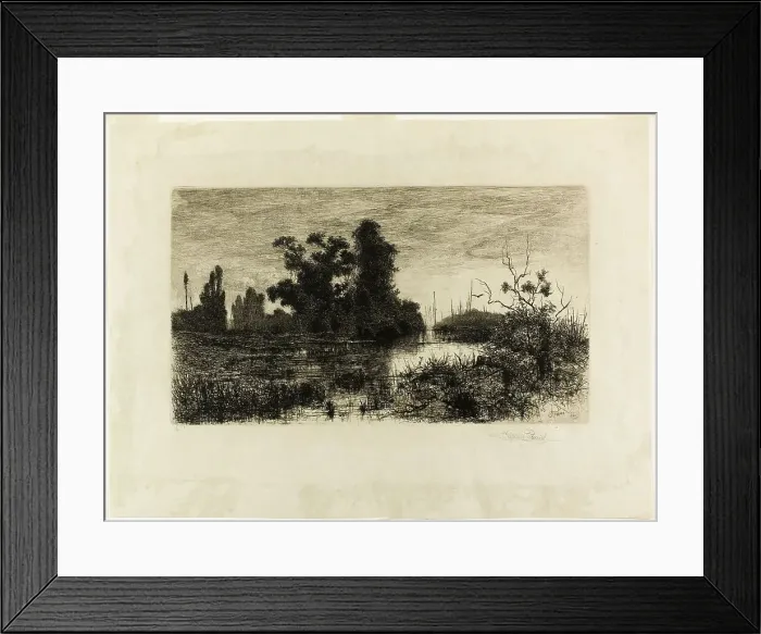 Framed Print : On the Schroon — Evening, 1880. Creator: Stephen Parrish Framed Print : On the Schroon — Evening, 1880. Creator: Stephen Parrish