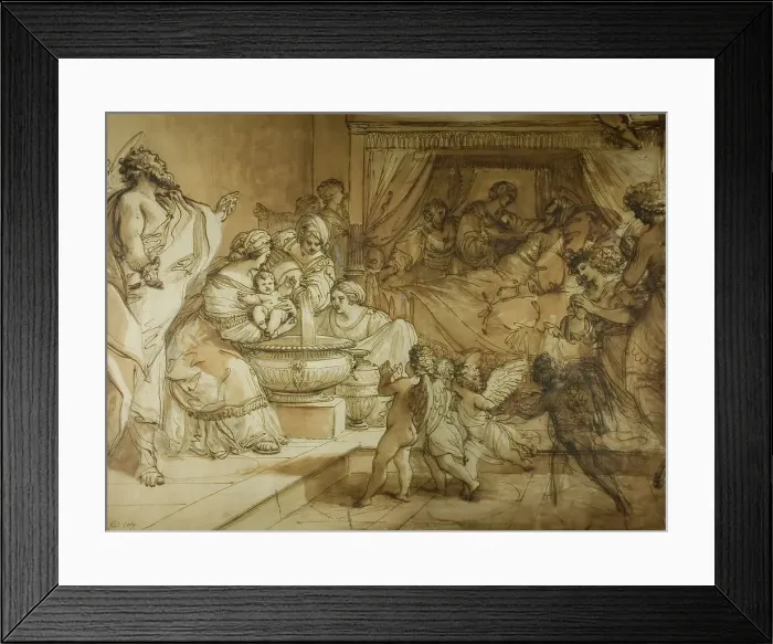 Framed Print : Birth of the Virgin, c.1784. Creator: Giuseppe Cades Framed Print : Birth of the Virgin, c.1784. Creator: Giuseppe Cades