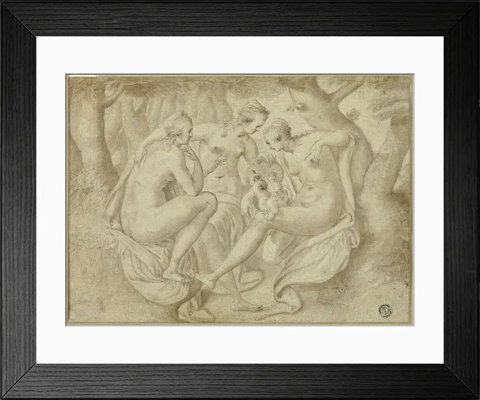 Framed Print : Cecrops Daughters Uncover Erichthonius (recto); A Battle Scene (verso), 1577 / 78 (recto). Creator: Anthonie van Montfoort Blocklandt Framed Print : Cecrops Daughters Uncover Erichthonius (recto); A Battle Scene (verso), 1577 / 78 (recto). Creator: Anthonie van Montfoort Blocklandt