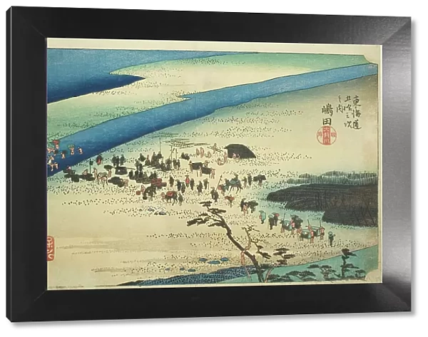Shimada: The Suruga Bank of the Oi River (Shimada, Oigawa Sungan), from the series... c. 1833 / 34. Creator: Ando Hiroshige