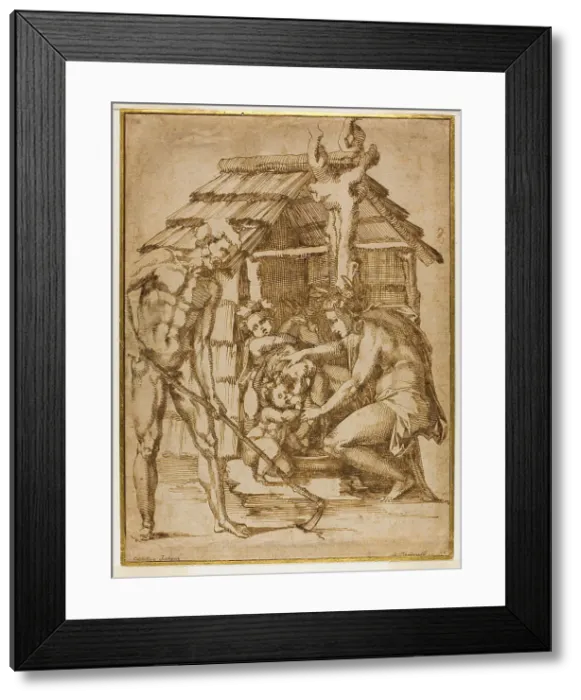 Framed Print : First Family Before a Shelter, 1547 / 48. Creator: Baccio Bandinelli Framed Print : First Family Before a Shelter, 1547 / 48. Creator: Baccio Bandinelli
