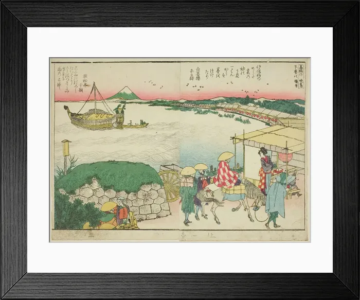 Framed Print : Pages from the illustrated book Panoramic Views along the Banks of the Sumida...1801, 1804, or 806. Creator: Hokusai. Pages from the illustrated book Panoramic Views along the Banks of the Sumida...1801, 1804, or 806. Creator: Hokusai Framed Print : Pages from the illustrated book Panoramic Views along the Banks of the Sumida...1801, 1804, or 806. Creator: Hokusai. Pages from the illustrated book Panoramic Views along the Banks of the Sumida...1801, 1804, or 806. Creator: Hokusai