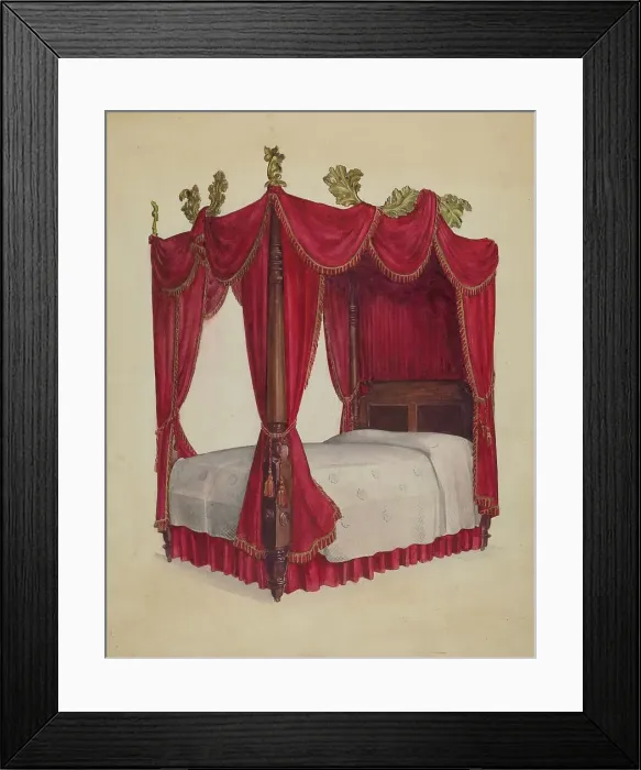 Framed Print : High Post Bed, 1936. Creator: Florence Choate Framed Print : High Post Bed, 1936. Creator: Florence Choate