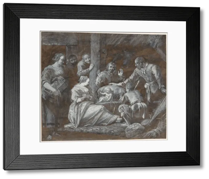 Framed Print : The Adoration of the Shepherds, late 1650s. Creator: Gerrit van Battem Framed Print : The Adoration of the Shepherds, late 1650s. Creator: Gerrit van Battem