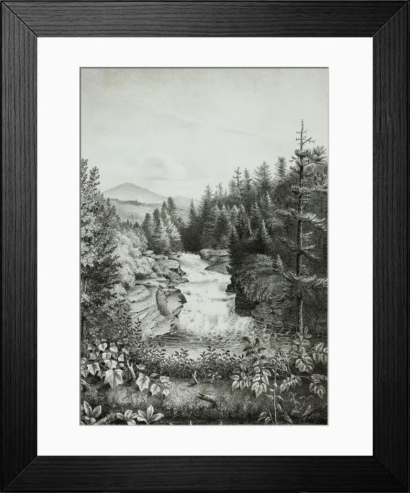 Framed Print : The Falls on the Amonoosuck, near the Mt. Washington House (Oakes White... 1848. Creator: Isaac Sprague) Framed Print : The Falls on the Amonoosuck, near the Mt. Washington House (Oakes White... 1848. Creator: Isaac Sprague)