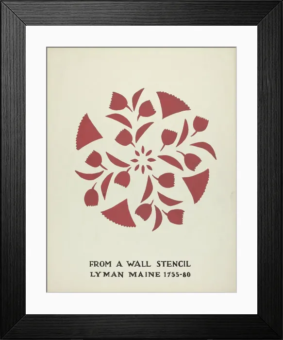 Framed Print : Design from Lyman, Maine 1755-1780: From Proposed Portfolio Maine Wall Stencils, 1935 / 1942. Creator: Mildred E Bent. Design from Lyman, Maine 1755-1780: From Proposed Portfolio Maine Wall Stencils, 1935 / 1942. Creator: Mildred E Bent Framed Print : Design from Lyman, Maine 1755-1780: From Proposed Portfolio Maine Wall Stencils, 1935 / 1942. Creator: Mildred E Bent. Design from Lyman, Maine 1755-1780: From Proposed Portfolio Maine Wall Stencils, 1935 / 1942. Creator: Mildred E Bent