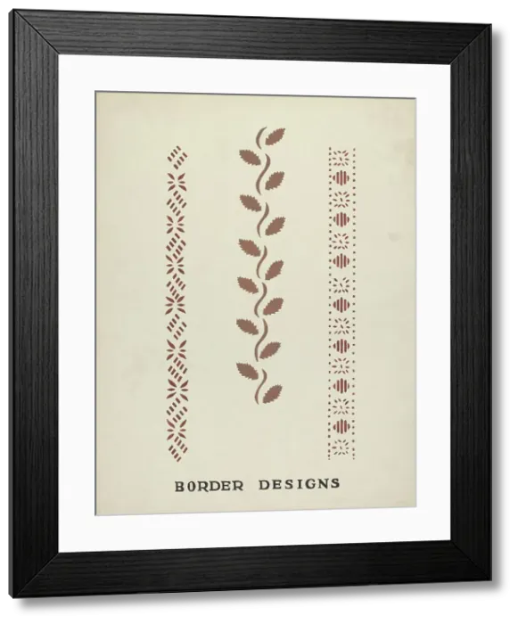 Framed Print : Border Designs from Proposed Portfolio Maine Wall Stencils, 1935 / 1942. Creator: Mildred E Bent. Border Designs from Proposed Portfolio Maine Wall Stencils, 1935 / 1942. Creator: Mildred E Bent Framed Print : Border Designs from Proposed Portfolio Maine Wall Stencils, 1935 / 1942. Creator: Mildred E Bent. Border Designs from Proposed Portfolio Maine Wall Stencils, 1935 / 1942. Creator: Mildred E Bent