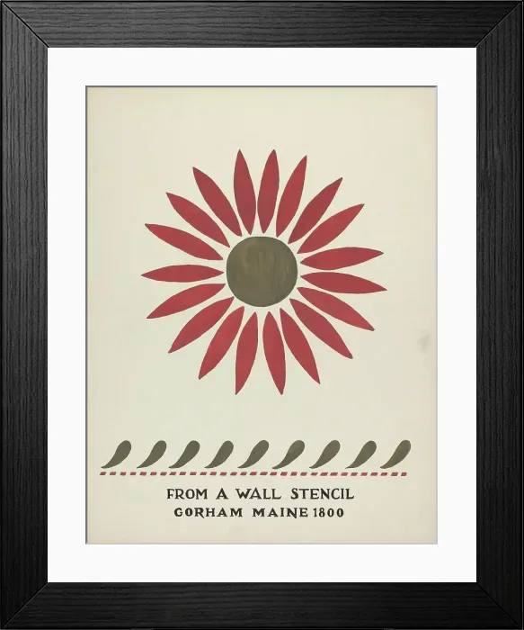 Framed Print : Design from Gorham, Maine 1800: from Proposed Portfolio Maine Wall Stencils, 1935 / 1942. Creator: Mildred E Bent. Design from Gorham, Maine 1800: from Proposed Portfolio Maine Wall Stencils, 1935 / 1942. Creator: Mildred E Bent