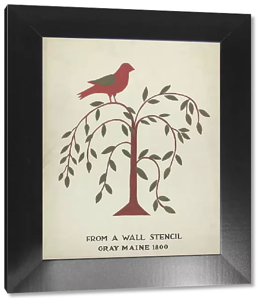 Design from Gray, Maine 1800 (no. 1): From Proposed Portfolio 'Maine Wall Stencils', 1935 / 1942. Creator: Mildred E Bent. Design from Gray, Maine 1800 (no. 1): From Proposed Portfolio 'Maine Wall Stencils', 1935 / 1942