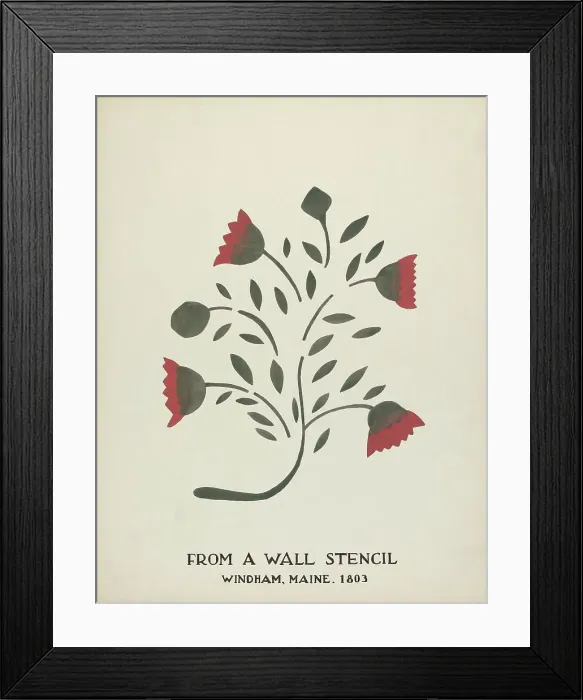 Framed Print : Design from Windham, Maine 1803: From Proposed Portfolio Maine Wall Stencils, 1935 / 1942. Creator: Mildred E Bent. Design from Windham, Maine 1803: From Proposed Portfolio Maine Wall Stencils, 1935 / 1942. Creator: Mildred E Bent Framed Print : Design from Windham, Maine 1803: From Proposed Portfolio Maine Wall Stencils, 1935 / 1942. Creator: Mildred E Bent. Design from Windham, Maine 1803: From Proposed Portfolio Maine Wall Stencils, 1935 / 1942. Creator: Mildred E Bent