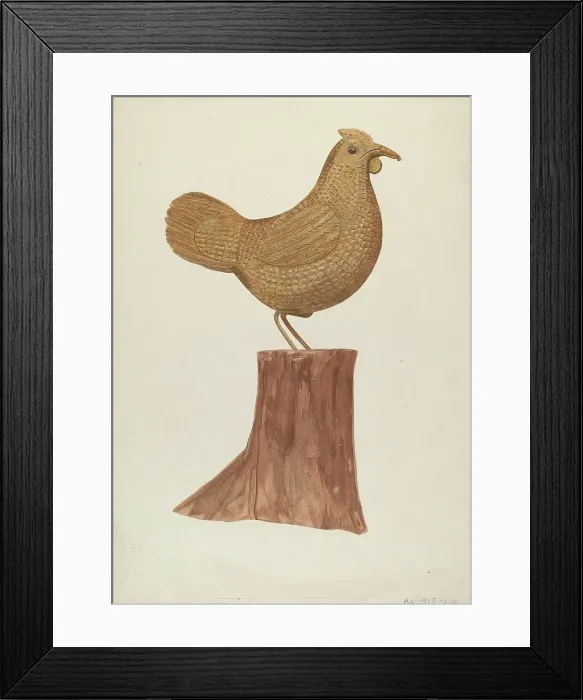Framed Print : Little Wooden Hen, 1935 / 1942. Creator: Mildred E Bent Framed Print : Little Wooden Hen, 1935 / 1942. Creator: Mildred E Bent